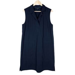 Lafayette 148 Sleeveless Shift Dress 8 Navy Blue Minimalist Business Workwear